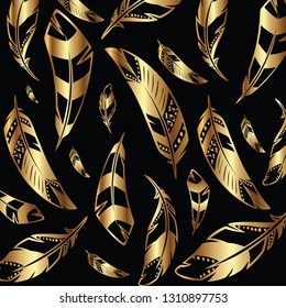 feather gold wallpaper