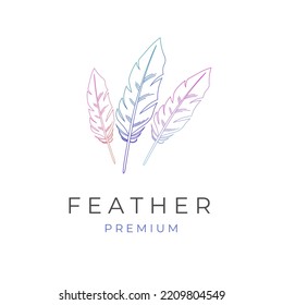 Feather gradient line art vector illustration logo