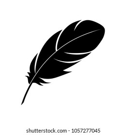 Feather graphic icon. Feather of a bird sign isolated on white background. Vector illustration