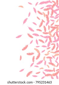 Feather graphic pattern vector print. Cool minimalist background with plumelet. Editable backdrop with flying feather elements. Cute vector illustration design.