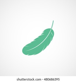 Feather Green Flat Icon On White Background