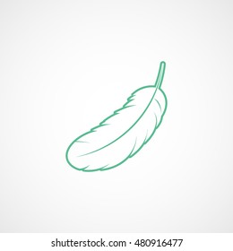 Feather Green Line Icon On White Background