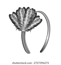 Feather bandas de cabelo plano técnico esboço vetor mockup ilustração.