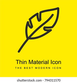 Feather hand drawn outline bright yellow material minimal icon or logo design