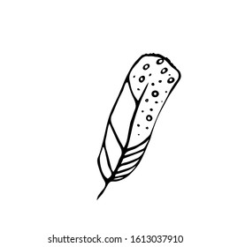 Feather hand drawn vector illustration for: posters, invitations. Designed in retro style black and white.