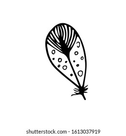 Feather hand drawn vector illustration for:  posters, invitations. Designed in retro style black and white.