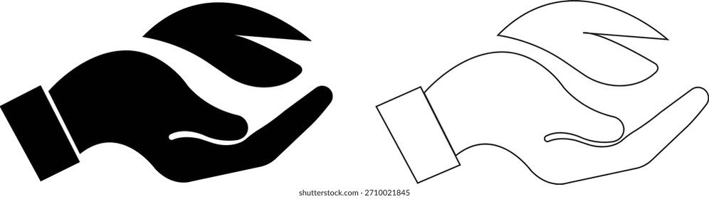 Pluma en el conjunto de iconos de la mano. Conceptos de tacto suave, gráficos minimalistas de la naturaleza, ilustraciones de la ligereza para la colección creativa del diseño y Vectores de la insignia del producto de la belleza en estilos planos y del contorno negros.