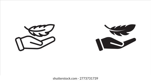 Feather in hand icon set, for Mobile App and Web Design. Vector Illustration, eps10.