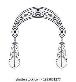 feather hanging in headband tribal style icon vector illustration design