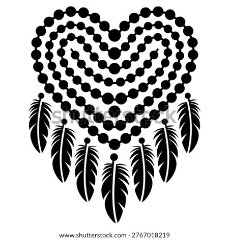 Feather Heart Dreamcatcher Silhouette Vector Design