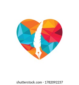 Feather and heart logo design. Educational and institutional logo design template. 