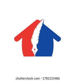 Diseño vectorial de plumas y logotipo doméstico. Logo educativo e institucional.