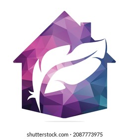 Vektordesign-Illustration zum Thema Feder und Home-Logo. Logo-Design für Heimtiere und Feder	