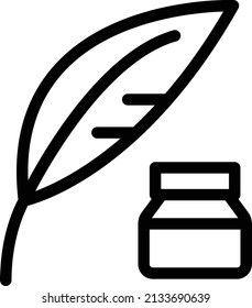 feather icon with background.ink for write.quill for literature.used in education.thin line icon