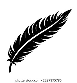 Feather icon. Black feather icon isolated on white background. Feather silhouette. Vector illustration