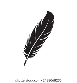 Feather icon. Black silhouette of a bird on a white background.