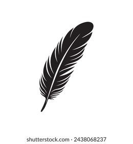 Feather icon. Black silhouette of a bird on a white background.