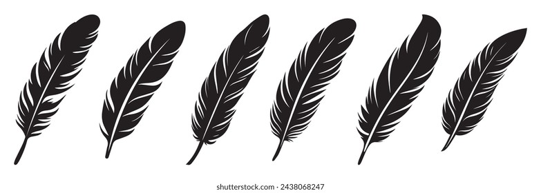 Feather icon. Black silhouette of a bird on a white background.