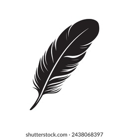 Feather icon. Black silhouette of a bird on a white background.