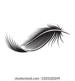 Feather icon. Black white illustration of feathers, sign, symbol or logo