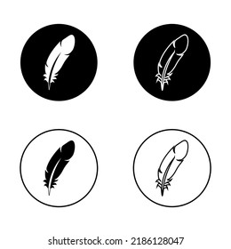 Feather icon in circle form. Feather symbol in flat and linear design style isolated on white background