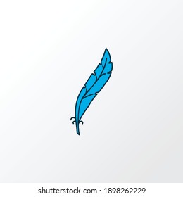 Feather icon colored line symbol. Premium quality isolated plume element in trendy style.
