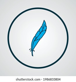 Feather icon colored line symbol. Premium quality isolated plume element in trendy style.