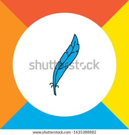 Feather icon colored line symbol. Premium quality isolated plume element in trendy style.