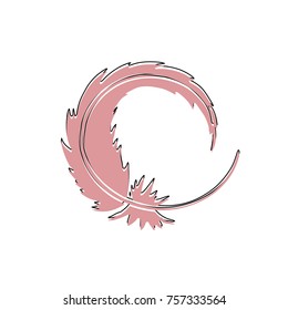 Feather icon in doodle style. Hand drawn vector illustration.