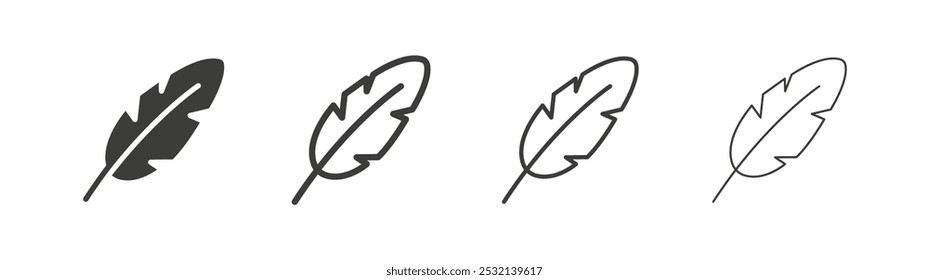 Icono de pluma en relleno y tres tamaños de trazo