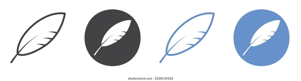 Feather icon Flat art in black and white isolated