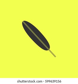 Feather icon flat. Black pictogram on white background. Vector illustration symbol and bonus button