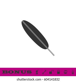 Feather icon flat. Black pictogram on white background. Vector illustration symbol and bonus button