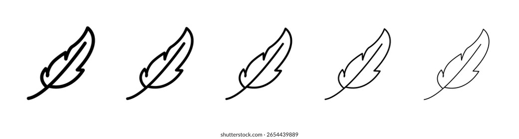 Feather icon flat illustration set logo
