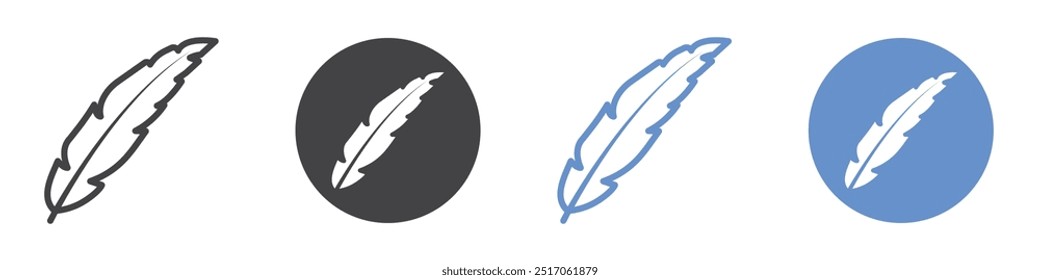 Feather icon flat line symbol set.