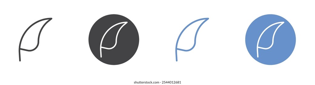 Feather icon Flat set in black and white color