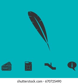 Feather icon flat. Simple vector symbol and bonus icon