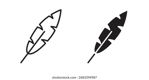Feather icon flat and stroke style pack on white background. Vector illustrations