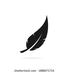 Estilo plano del icono de pluma aislado en fondo blanco. Ilustración del vector