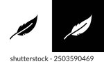 Feather icon Flat vector set outline