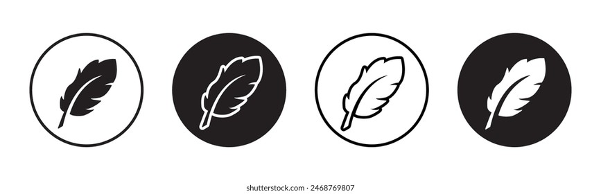 Feather icon. Fuzz pictogram. Fluffy symbol. Flying sign. Light weight vector illustration isolated. Plume logo.