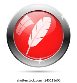 Feather icon. Internet button on white background. 