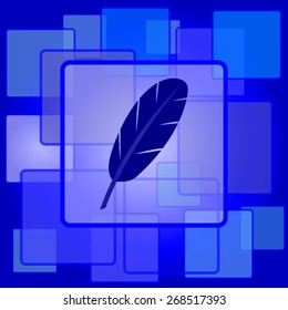 Feather icon. Internet button on abstract background. 