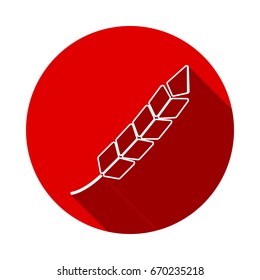 Feather icon isolated on red background with long shadow. flat icon