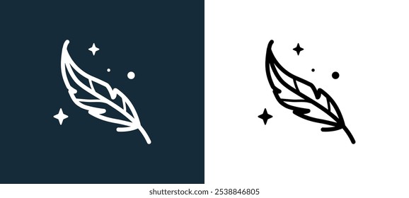 feather icon isolated on white and black colors. feather outline linear vector icon from magic collection for mobile apps, web and ui.