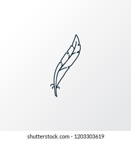 Feather icon line symbol. Premium quality isolated plume element in trendy style.