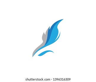 Feather icon logo design vector