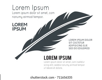 Feather icon. Feather logo isolated on white background. Flat vector illustration. Logo on white background