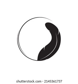 Diseño vectorial de la plantilla del logotipo del icono de la pluma