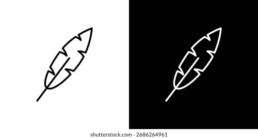 Feder-Symbol-Logo, Vektorgrafik-Designs. Symbol mit schwarz-weißen Strichen